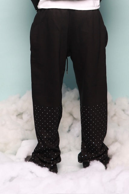 CMO Black Rhinestone Joggers