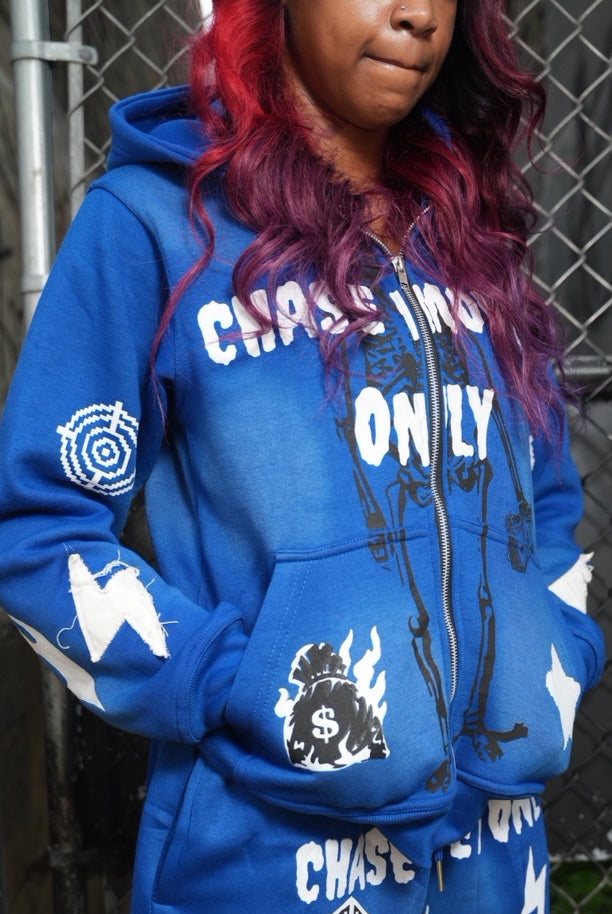 "CMO Blue Zip ups"