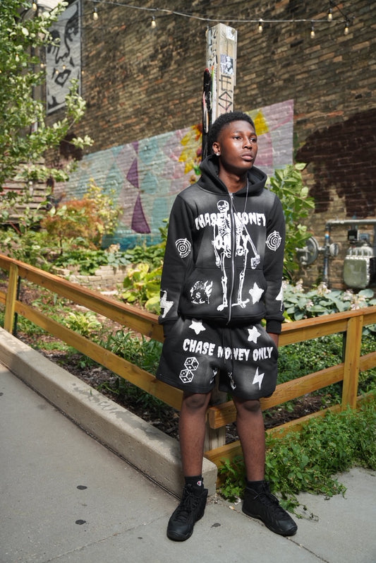 "CMO Black and white Zip Up"