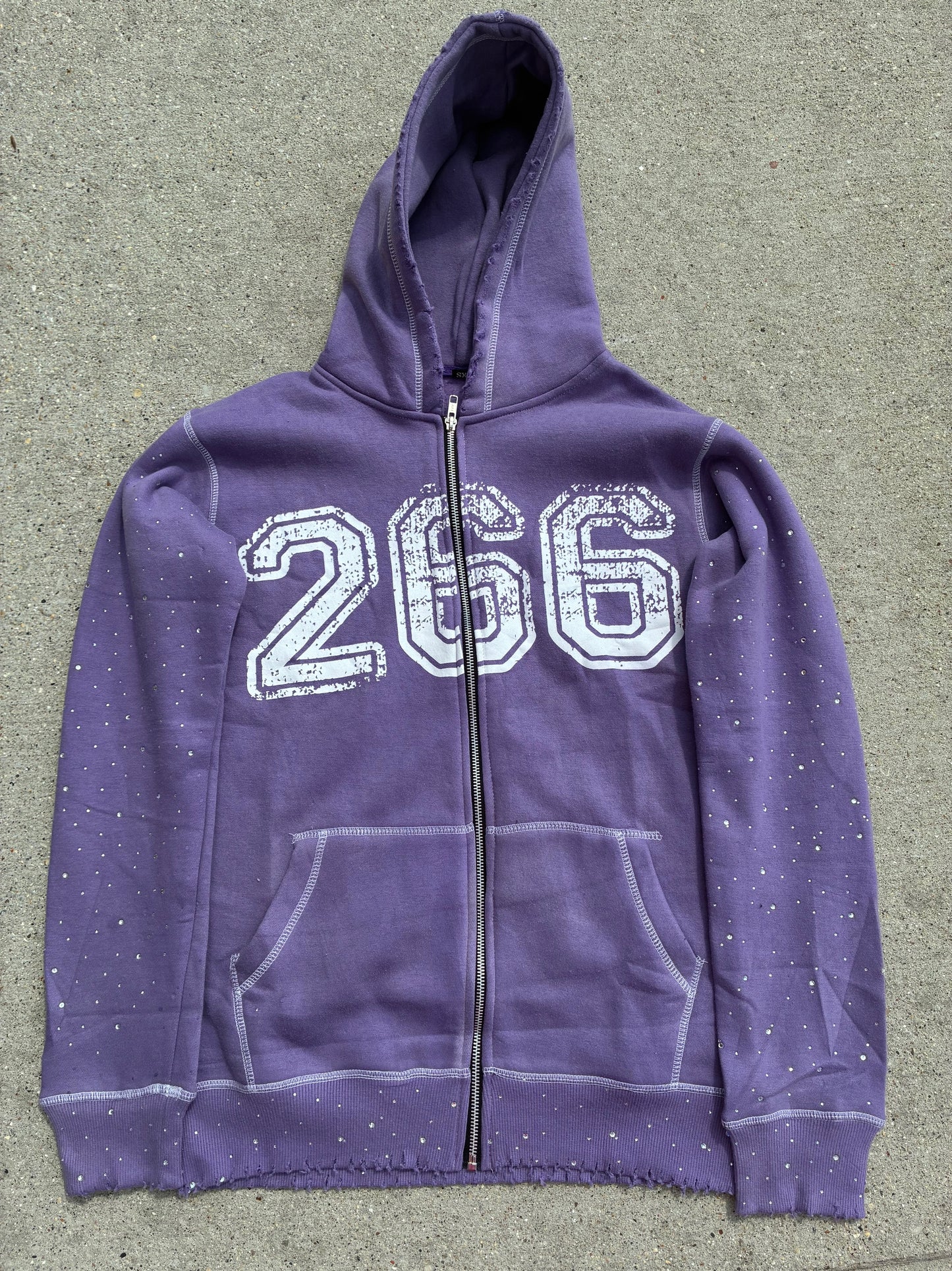 266 Royal Code Rhinestone Zip ups