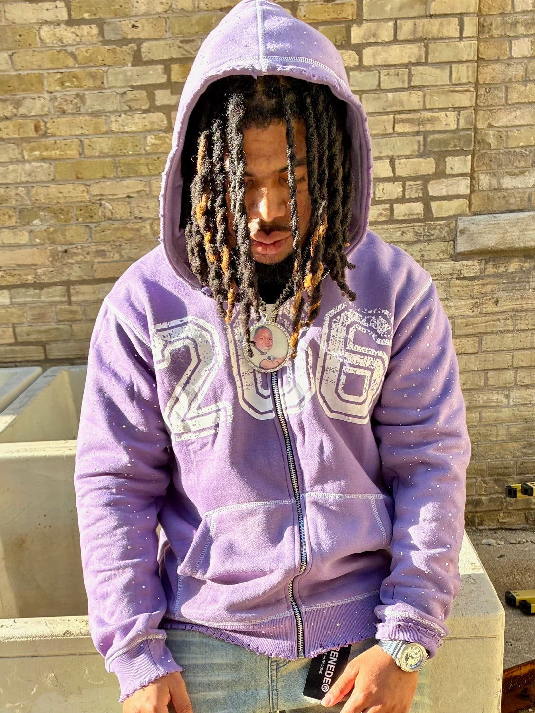 266 Royal Code Rhinestone Zip ups