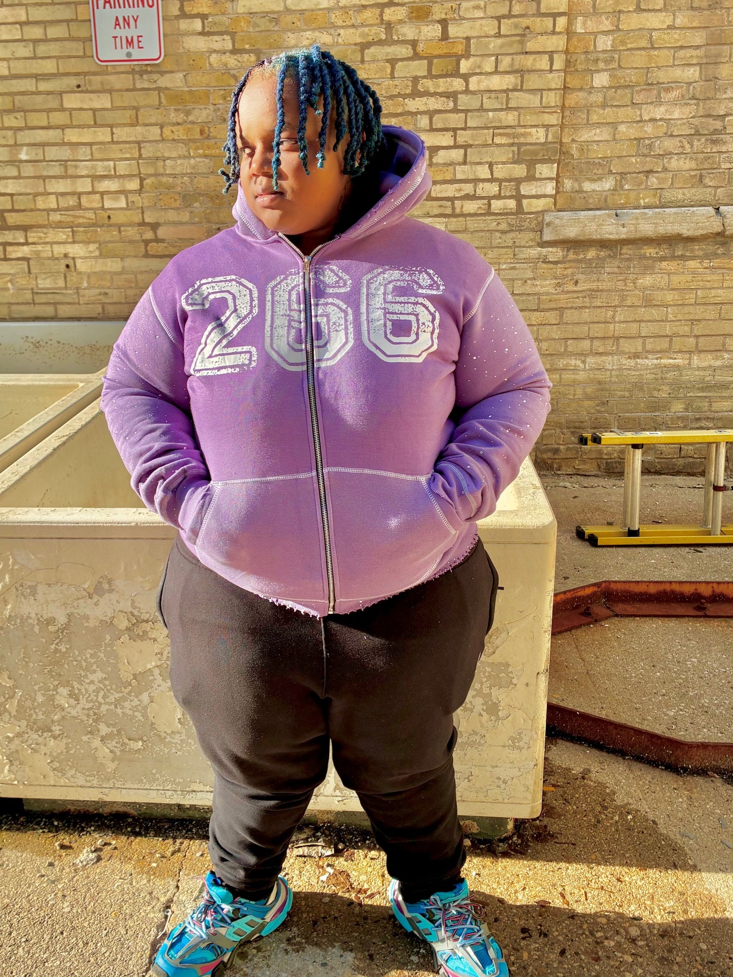 266 Royal Code Rhinestone Zip ups