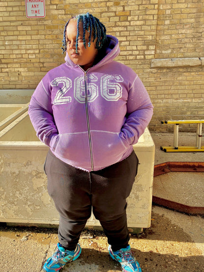 266 Royal Code Rhinestone Zip ups