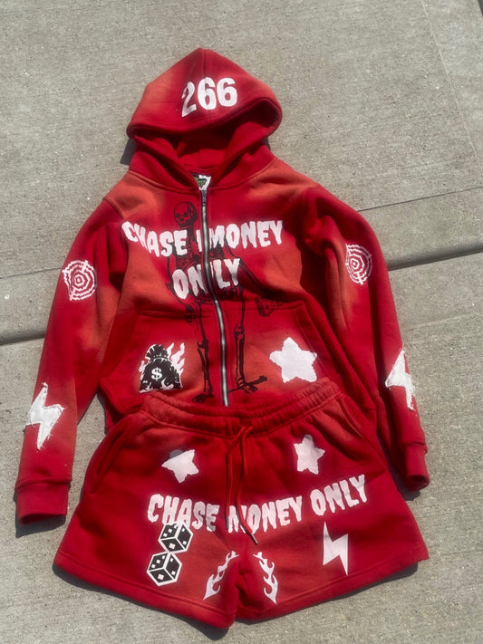 "CMO Red Zip Up Set"