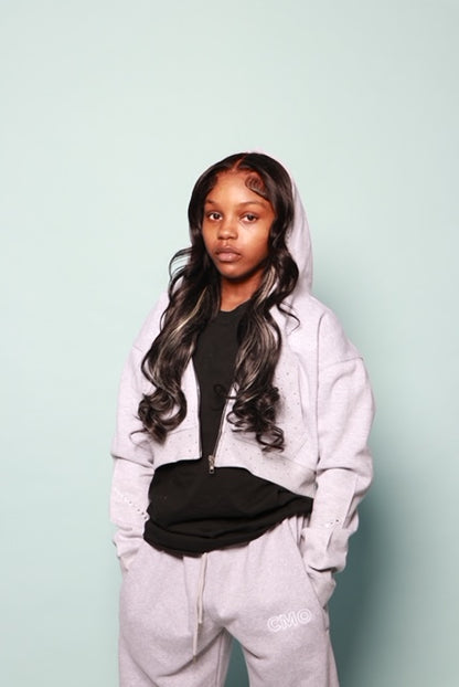 266 x CMO Grey Rhinestone Zip up