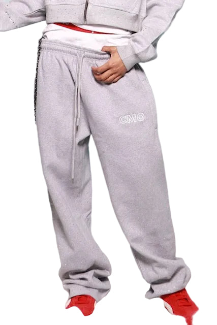 CMO Grey Rhinestone Joggers
