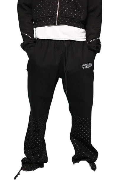 CMO Black Rhinestone Joggers