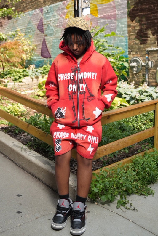"CMO Red Zip Up Set"