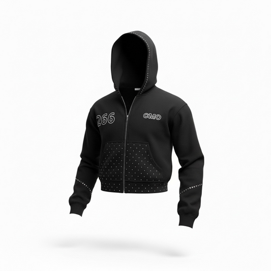 266 x CMO Crop Black Zip Ups