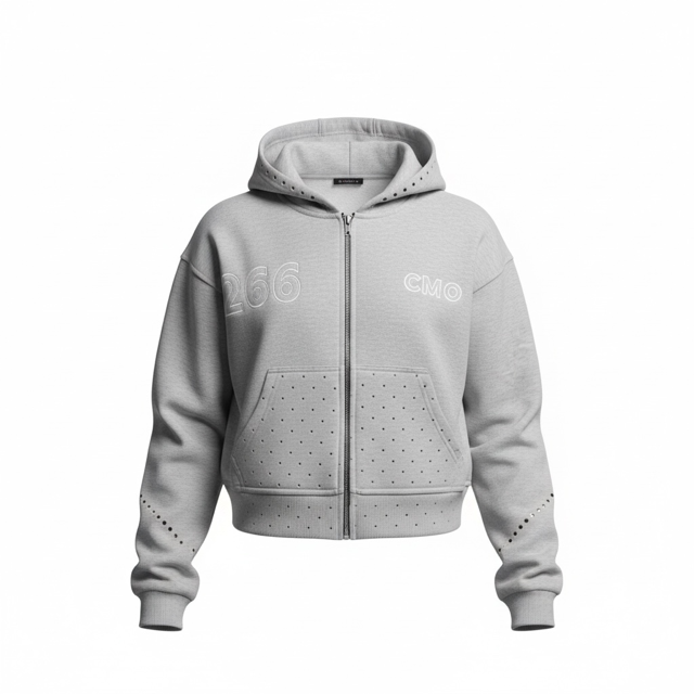 266 x CMO Grey Rhinestone Zip up